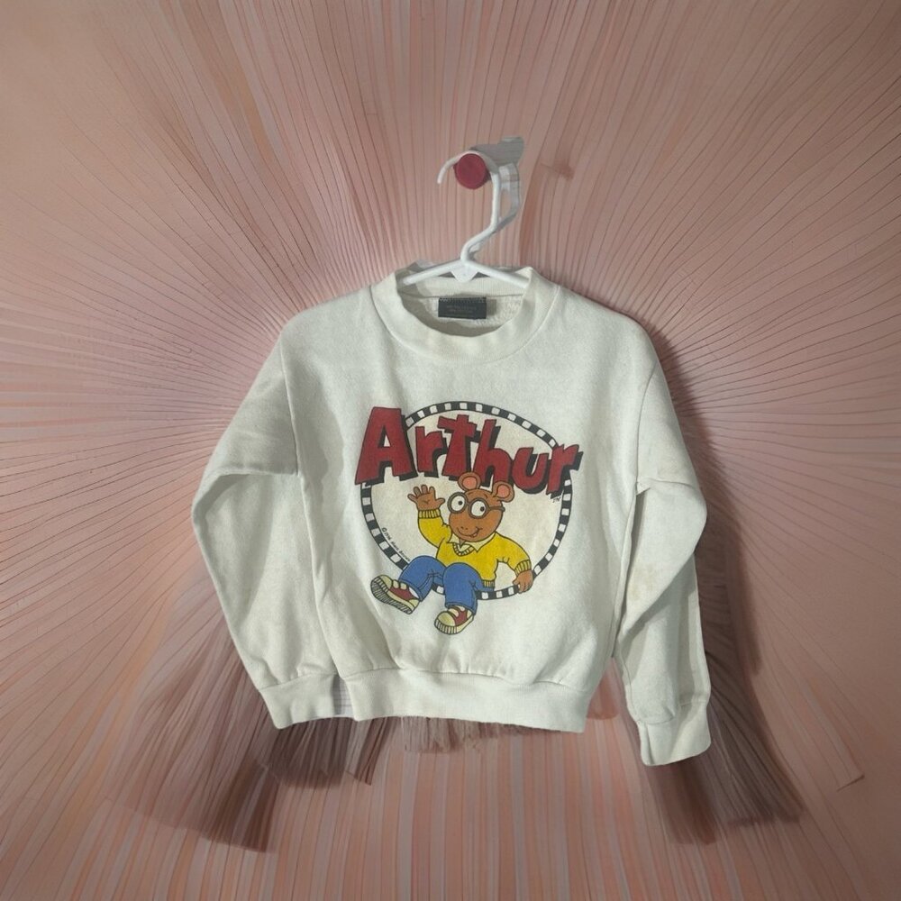 Vintage Arthur Marc Brown PBS 90s Sweatshirt White Child’s Size 6x USA Stained